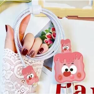 Cute Pink Face iPhone Charger Cover Cable Protectors P84